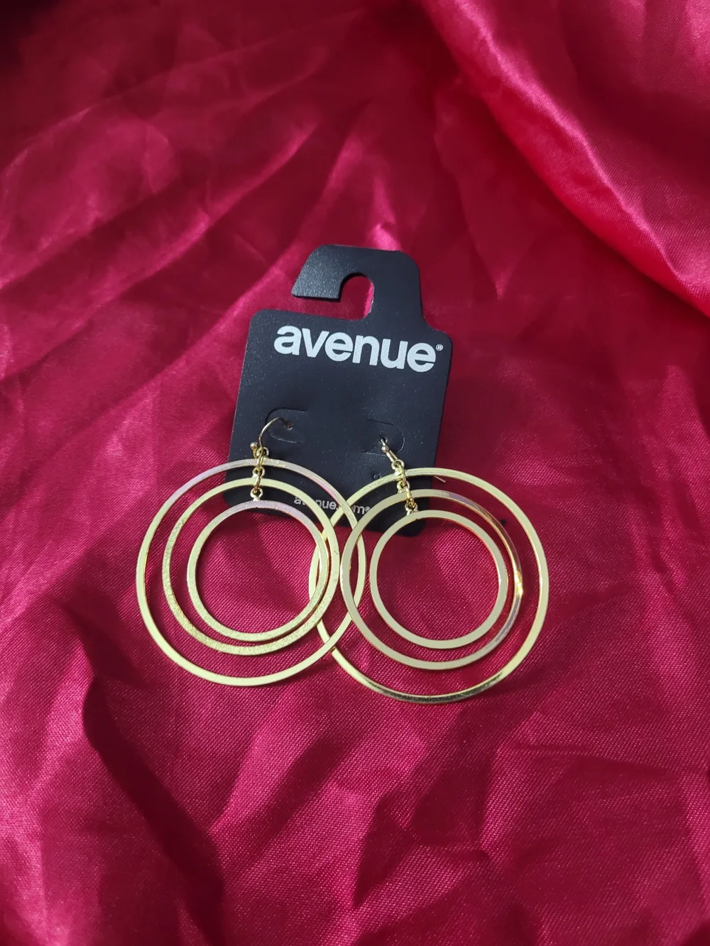 Avenue Gold-Tone Triple Hoop Drop Earrings
